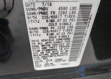 2020 Nissan Rogue Sv Fwd from USA, damaged, VIN JN8AT2MT0LW006270